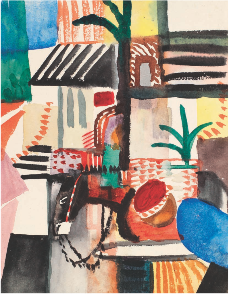 August Macke (1887-1914) Mann mit Esel (Tunis), 1914 Aquarelle sur papier, 26,6 x 20,8 cm Kunstmuseum, Berne