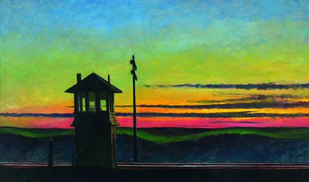 Railroad Sunset, 1929 Huile sur toile, 74,5 x 122,2 cm Whitney Museum of American Art, New York ; Josephine N. Hopper Bequest Inv. N.: 70.1170. © Heirs of Josephine Hopper / 2019, ProLitteris, Zurich Photo: © 2019. Digital image Whitney Museum of American Art / Licensed by Scala