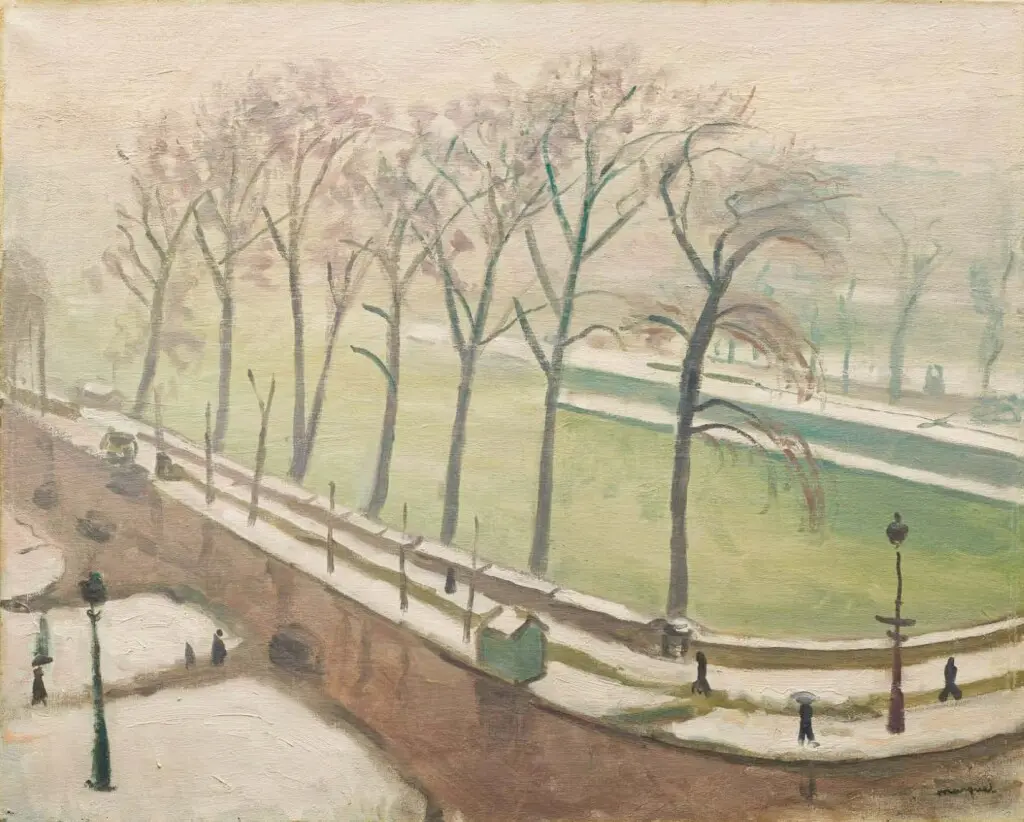 Pont-Neuf sous la neige, vers 1910 Signé ̔marquet’ (en bas à droite) Huile sur toile, 65 x 81,3 cm Collection particulière