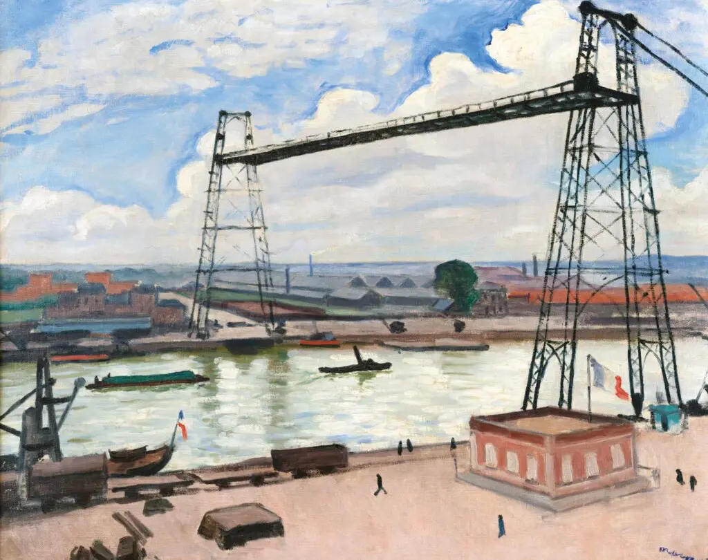 Rouen, le pont transbordeur, 1912 Signé et daté ̔marquet 12’ (en bas à droite) Huile sur toile, 65 x 81 cm Collection particulière