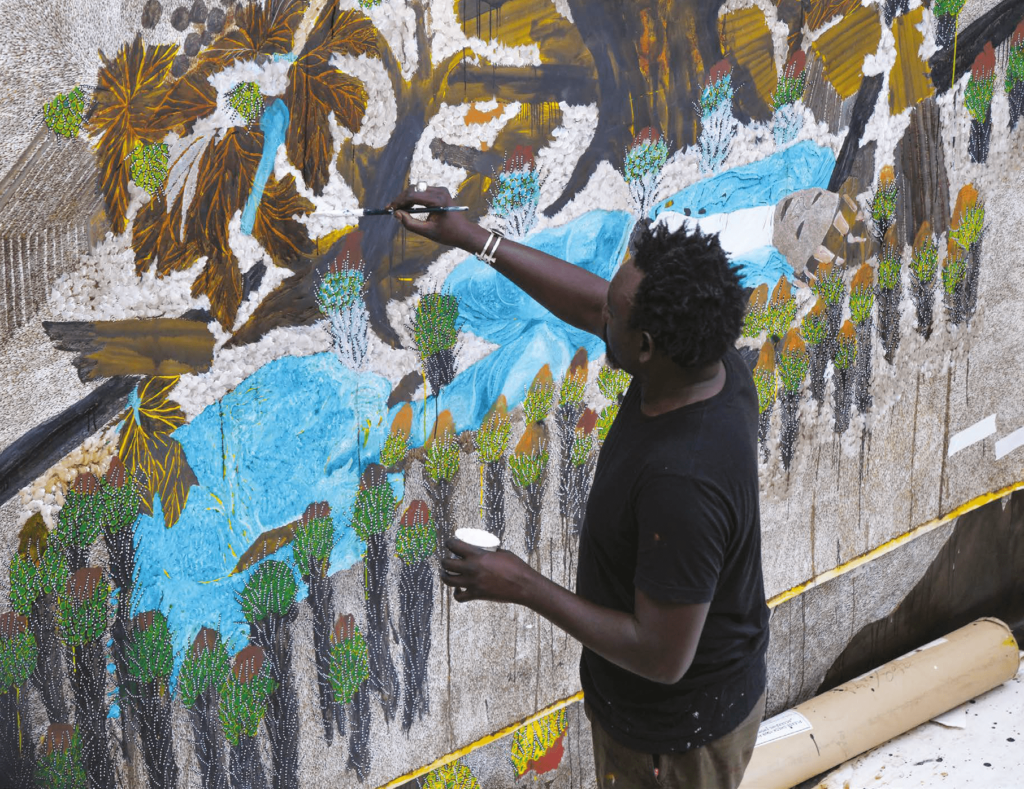 Omar Ba dans son atelier 2024 Photo © Laurent Schneiter