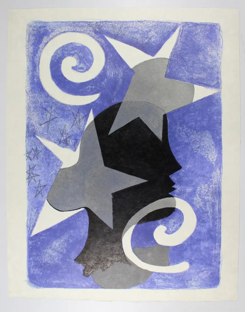 Lithographie originale de Georges Braque, un des 20 exemplaires sur Japon nacré, du tirage de luxe du livre de René Char Lettera Amorosa, édité à Genève par Edwin Engelbert en 1963