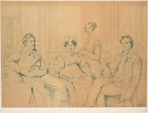 Jean-Auguste-Dominique Ingres, La famille Gatteaux, 1850, gravure et crayon, 44,2 x 60,9 cm, galerie Stephen Ongpin