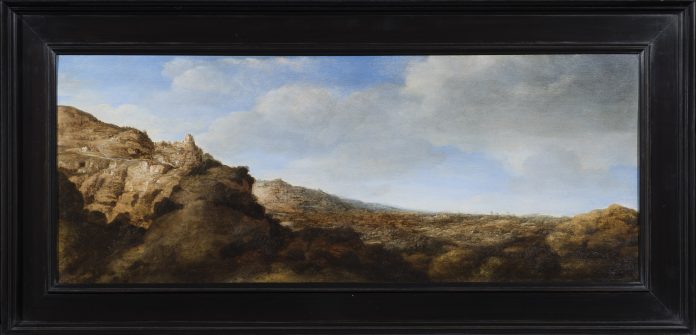 Hercules Segers, Paysage montagneux, 1625-1630, huile sur panneau, 25,4 x 64,4 cm, galerie Dickinson
