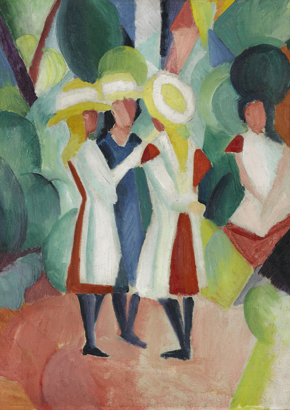 August Macke
Trois jeunes filles avec des chapeaux de paille jaunes, 1913
Huile sur toile, 104 × 87,5 cm
La Haye, collection Gemeentemuseum
© Collection Gemeentemuseum Den Haag