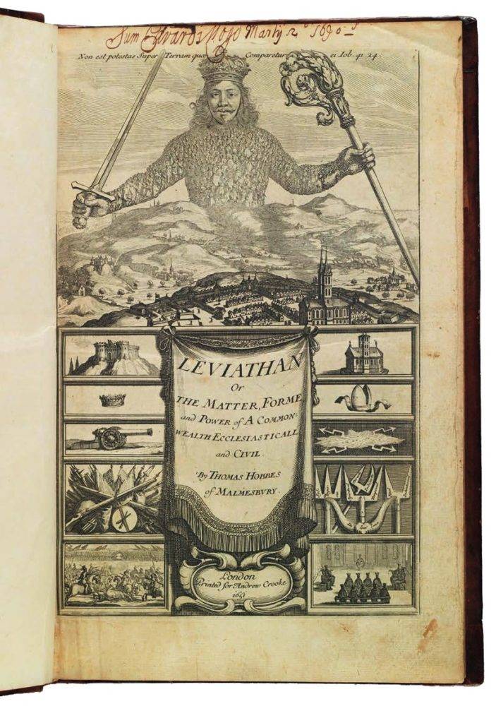 Thomas Hobbes (1588-1679), Léviathan, Londres, Andrew Crook, 1651, édition originale © Cologny, Fondation Martin Bodmer 