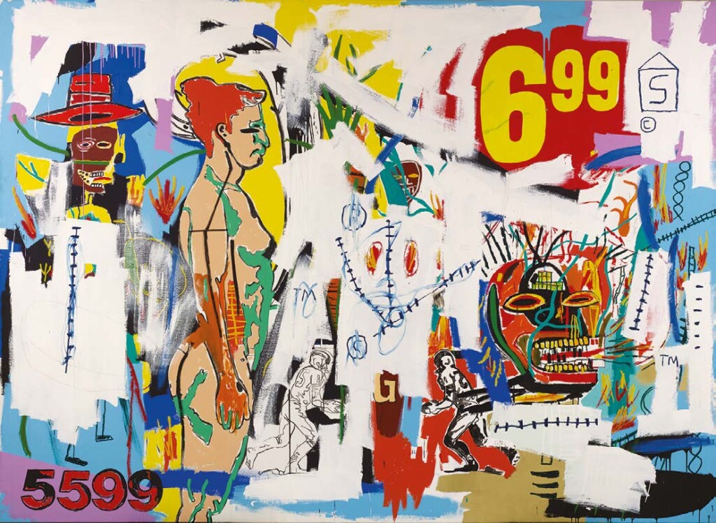 Jean-Michel Basquiat, Andy Warhol, 6.99, 1985 Acrylique et bâton d’huile sur toile 297 x 410 cm, Nicola Erni Collection