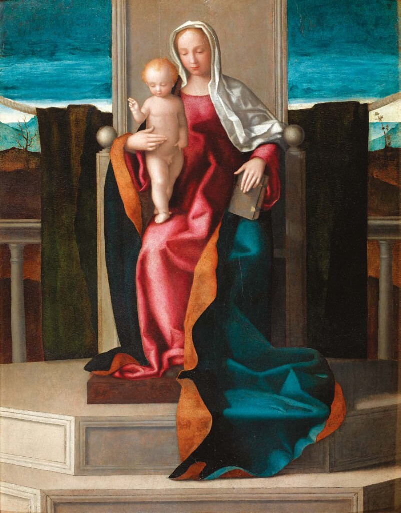 Vierge à l’Enfant en trône 1510 Huile sur panneau de bois 131 x 103 cm Musée Jacquemart-André Paris Culturespaces Studio Sébert