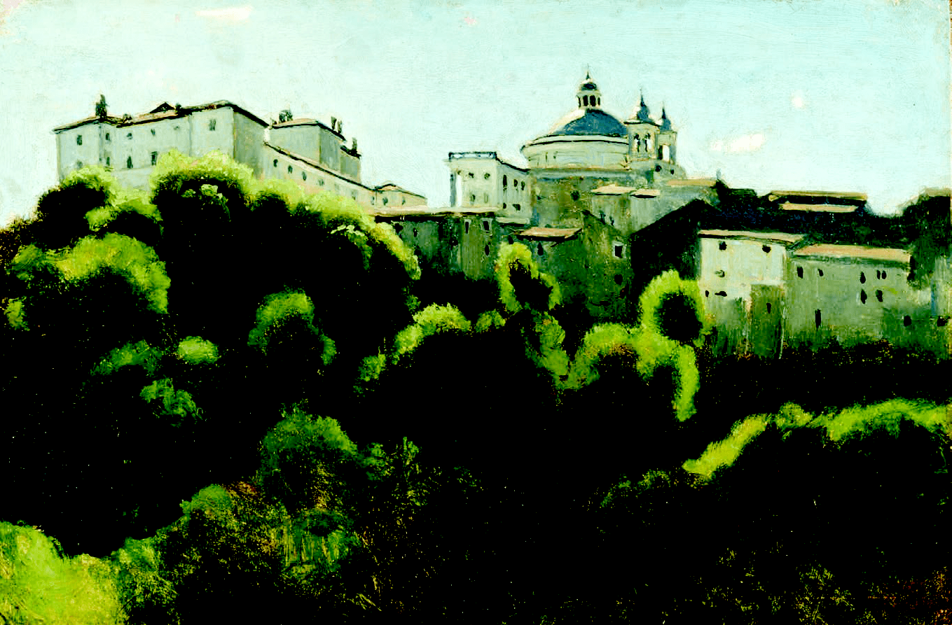 Camille Corot Ariccia, Palais Chigi, 1826-1827 Huile sur papier, sur panneau, 23,5 x 35,5 cm Museum Langmatt, Baden, 126GZ © Ph