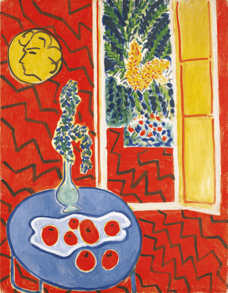 Intérieur rouge nature morte sur la table bleue 1947 Huile sur toile 116x89cm Kunstsammlung Nordrhein Westfalen Düsseldorf achat 1964 grâce à un don de Westdeutscher Rund