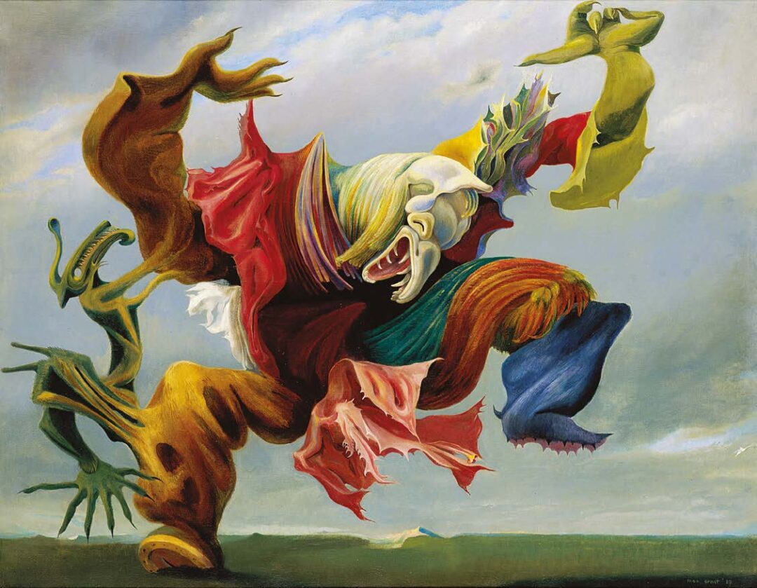 Max Ernst L’Ange du foyer (Le Triomphe du surréalisme), 1937
Huile sur toile, 114 x 146 cm
Collection Hersaint
© 2025 ProLitteris, Zurich Photo : Peter Schälchli, Zurich