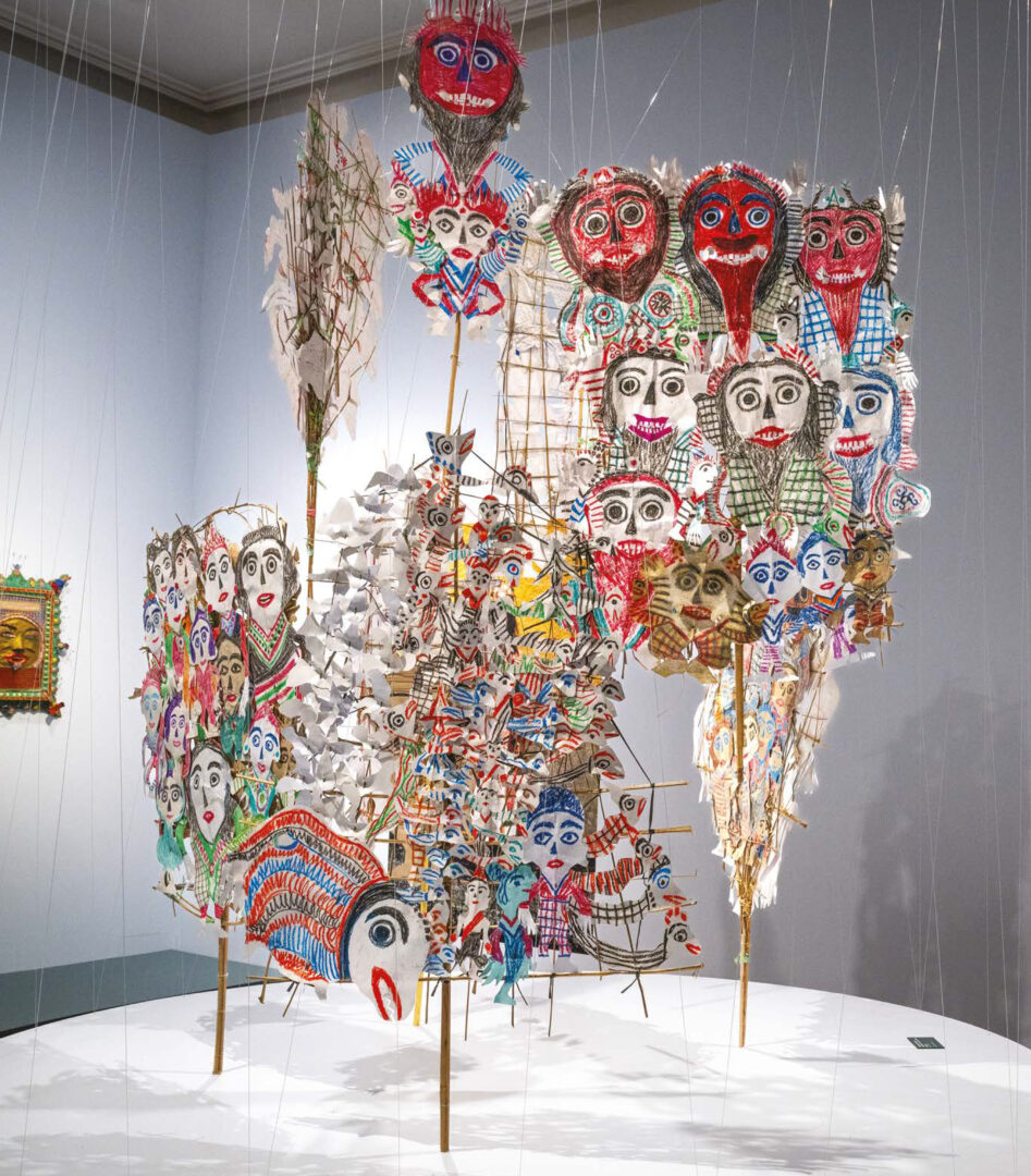 Ni Tanjung Sans titre, entre 2009 et 2012 Craie grasse de couleur sur papier découpé fixé sur tiges de bambou
Collection Nicolas Crispini, Genève