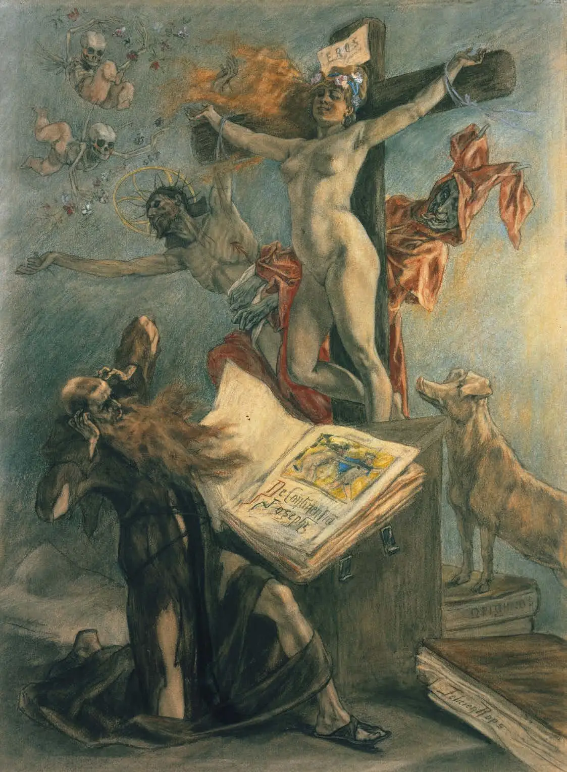 La Tentation de saint Antoine, 1878, crayon graphite, pastel, aquarelle et gouache sur papier, 73,8 x 54,3 cm
Bibliothèque royale de Belgique (KBR), Bruxelles