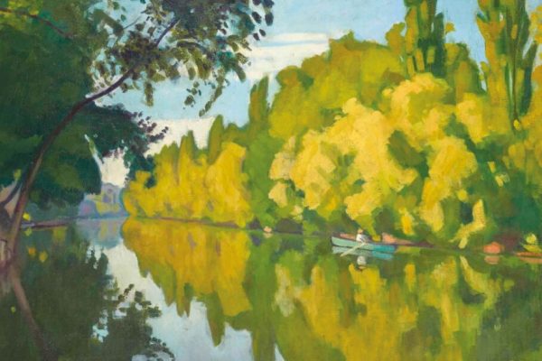 La Varenne Sainte-Hilaire, la barque, 1913 Signé ̔marquet’ (en bas à gauche) Huile sur toile, 65,5 x 82,9 cm Collection particulière