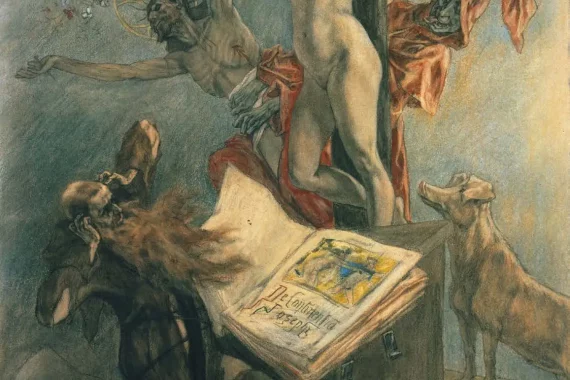 La Tentation de saint Antoine, 1878, crayon graphite, pastel, aquarelle et gouache sur papier, 73,8 x 54,3 cm
Bibliothèque royale de Belgique (KBR), Bruxelles