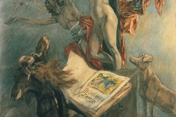 La Tentation de saint Antoine, 1878, crayon graphite, pastel, aquarelle et gouache sur papier, 73,8 x 54,3 cm
Bibliothèque royale de Belgique (KBR), Bruxelles