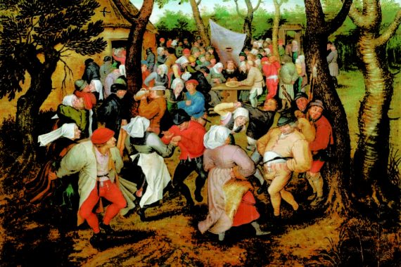 Pieter BRUEGHEL le Jeune 
Danse de noces en extérieur, 1614 
Panneau : 43,9 x 59,1 cm