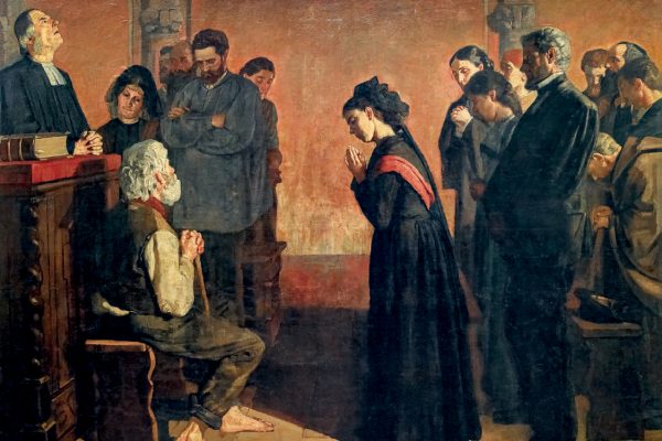 La Prière dans le canton
de Berne, 1880-1881
Huile sur toile, 210,3 x 279,3 cm
Signé en bas à droite : “F. Hodler.”
Kunstmuseum, Berne, dépôt de la
Fondation Gottfried Keller