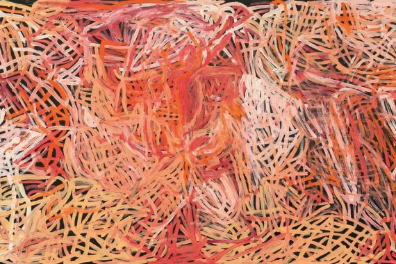 Emily Kam Kngwarray (c.1914-
1996), Anmatyerr people
Yam awely, 1995
National Gallery of Australia,
Kamberri/Canberra, don de la
Delmore Collection, Donald et
Janet Holt 1995
© Emily Kam Kngwarray/Copyright Agency