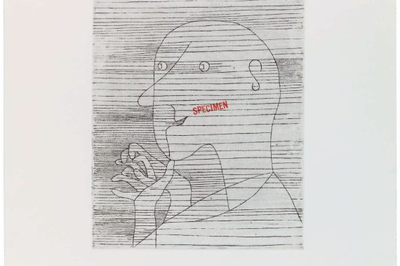 Ian Anüll [Paul Klee]
Specimen [Rechnender Greis]
1995 [1929]
eau-forte et timbre
humide sur vélin
Genève, Cabinet des estampes