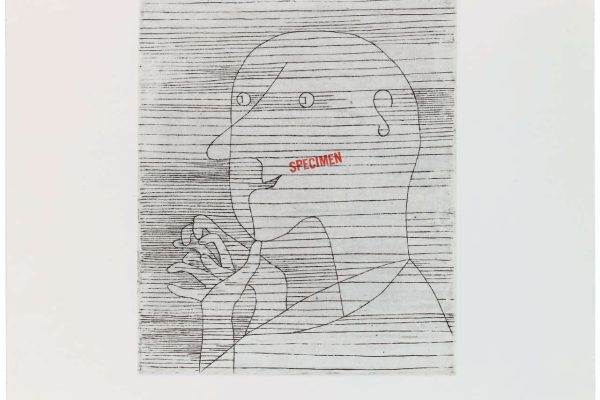 Ian Anüll [Paul Klee]
Specimen [Rechnender Greis]
1995 [1929]
eau-forte et timbre
humide sur vélin
Genève, Cabinet des estampes